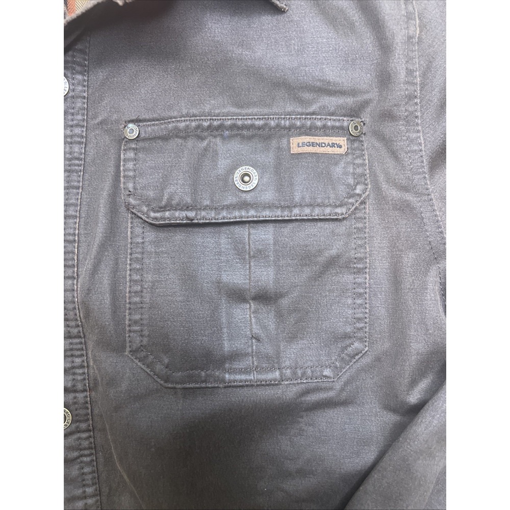 Legendary Whitetails Journeyman Shirt Jacket Mens Medium Gray Flannel Lined - Picture 5 of 13